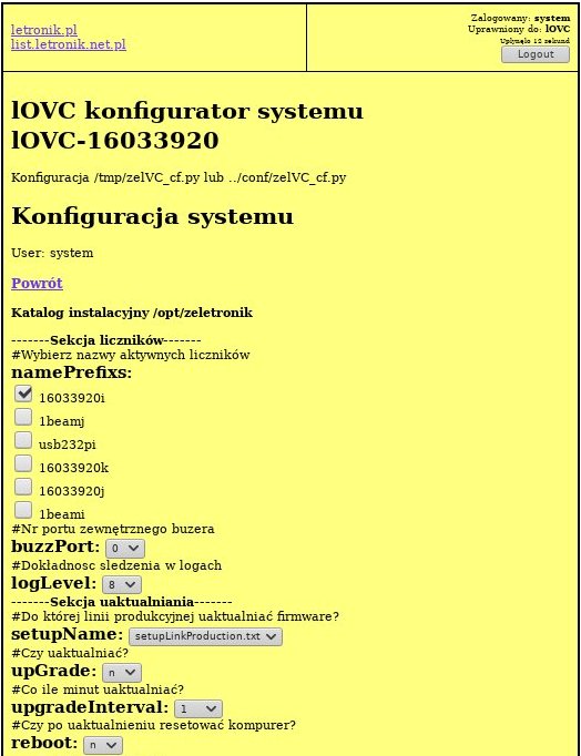 Konfiguracja systemu licznika osób lOVC