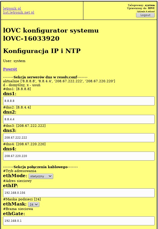 Konfiguracja IP i NTP licznika gości.